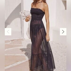 Anthropologie Black Strapless Maxi Dress